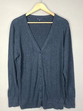 Gap Sweater Women's 2XL Blue Cardigan Button Up Long Sleeve V-Neck